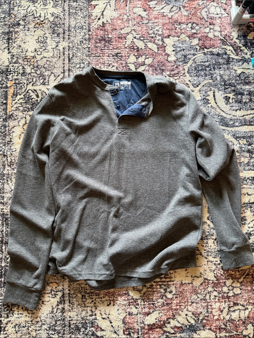 Avalanche Men's Dark Gray Zip-Up Henley with Navy Placket
